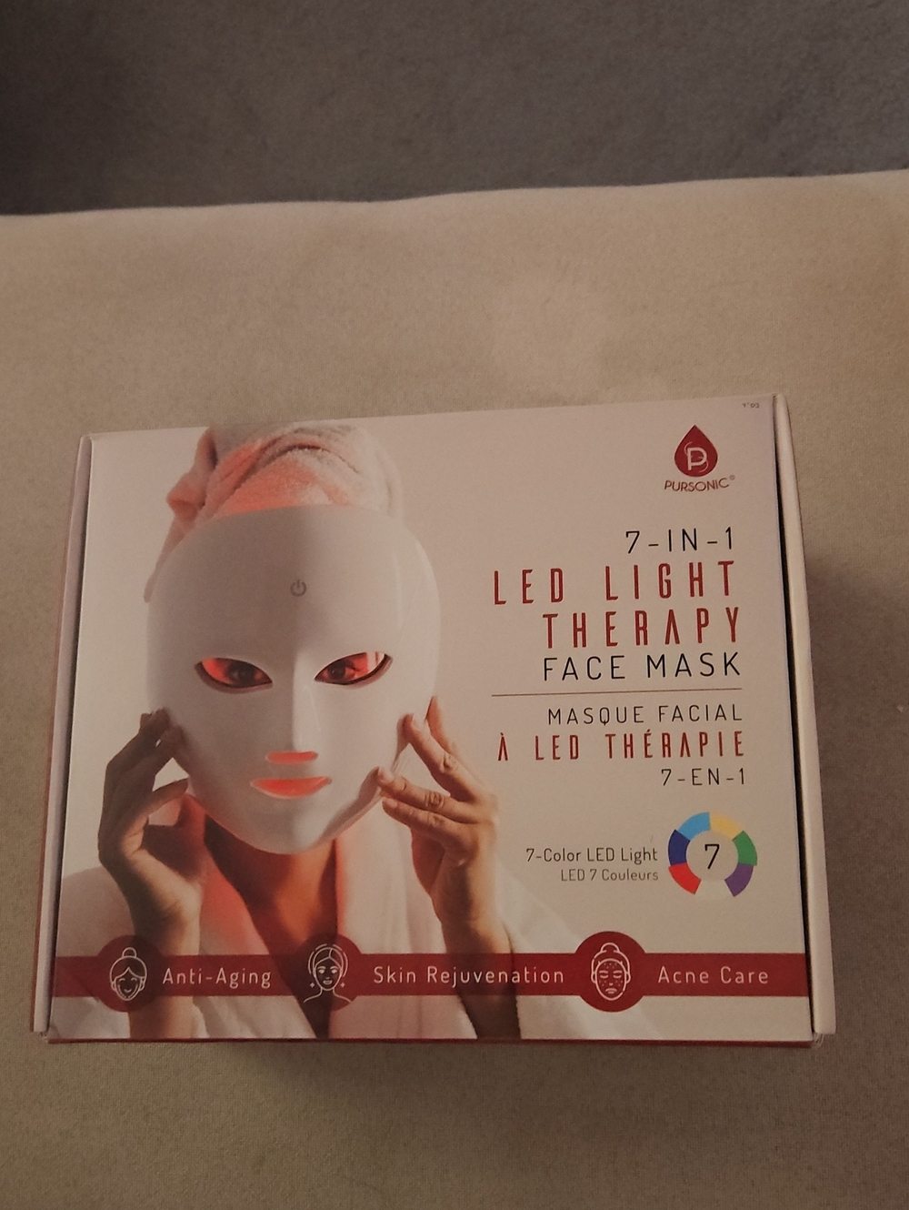 Pursonic 7-in-1 LED Light Therapy Face Mask — White